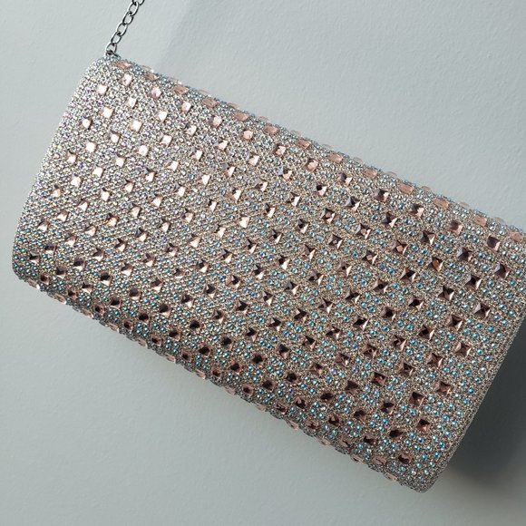 D'margeaux New York Evening Clutch - Champagne/Sparkling Pink Rhinestones - Picture 12 of 12
